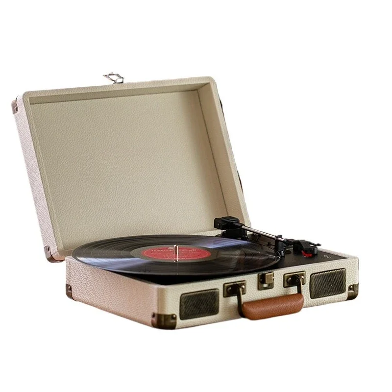 

Vinyl record player retro phonograph lp bluetooth stereo portable suitcase leather case record player