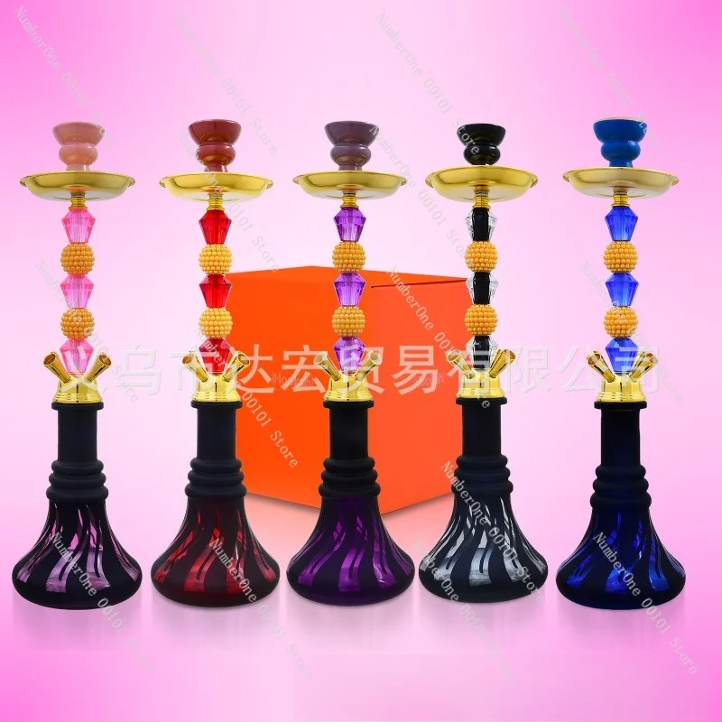 Arabic 4 Hose Hookah Glass Shisha, Multi Hose Water Pipe for Bar Lounge KTV, Party Social Smoking Set