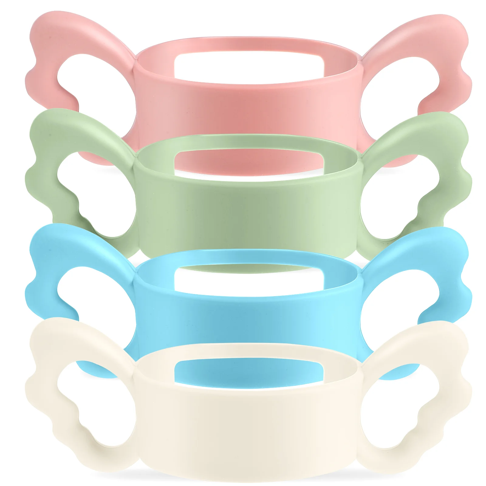 Portabotellas de 4 Uds., portavasos de café sobre alimentación de boca ancha, mango para bebé, botellas con agarre, cubierta de silicona de Gel de sílice