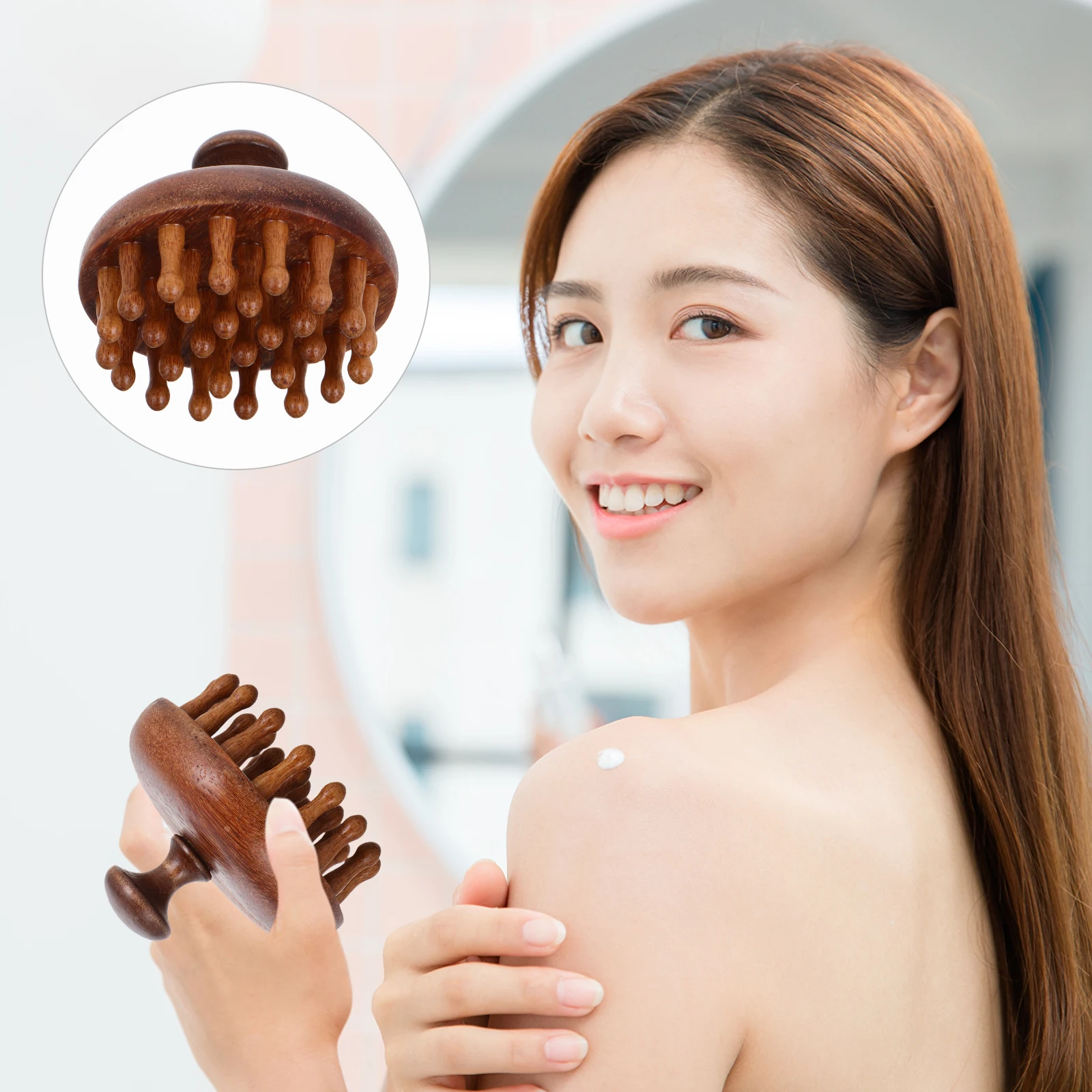 

Wooden Scalp Massager Comb Round Tip Hair Brush Dense Bristles Scalp Care Tool Guasha Comb Massage Brush for Head Relaxation