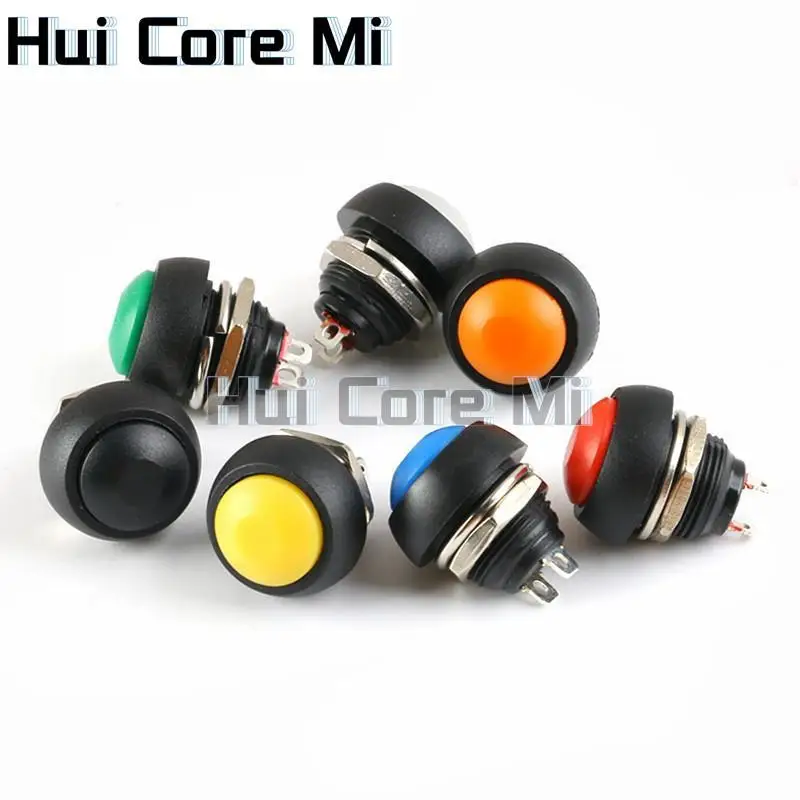 12mm Waterproof Momentary ON/OFF Push Button Mini Round Switch 1A 250V