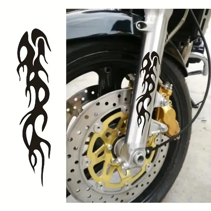 Two/Yes Universal Flame Motorcycle Front Fork Skull Sticker Graphic Sticker，Suitable for motorcycle stickers