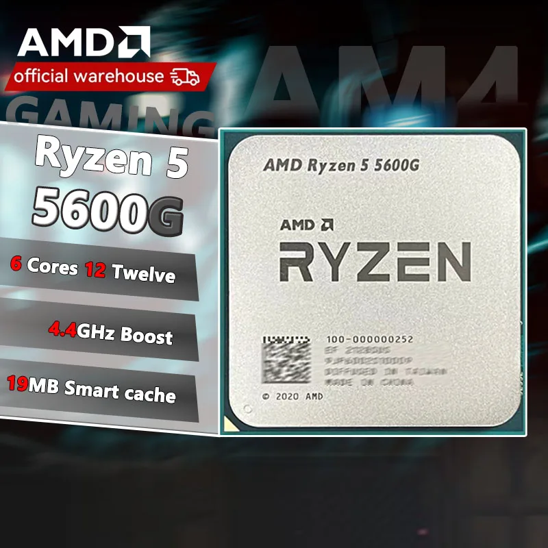 AMD New R5 5600G Ryzen 5 5600G 3.9GHz Six-Core Twelve-Thread 65W CPU L3=16M 100-000000252 Socket AM4 but without cooler