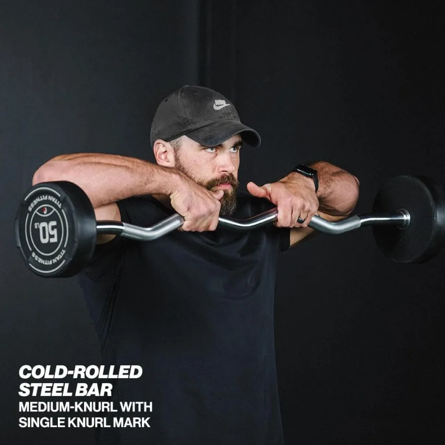 حليقة مطاطية ثابتة، قضيب وزن محمل مسبقًا لتدريب القوة، رفع الأثقال، تصميم متين مع قبضة غير قابلة للانزلاق وطعنة #4