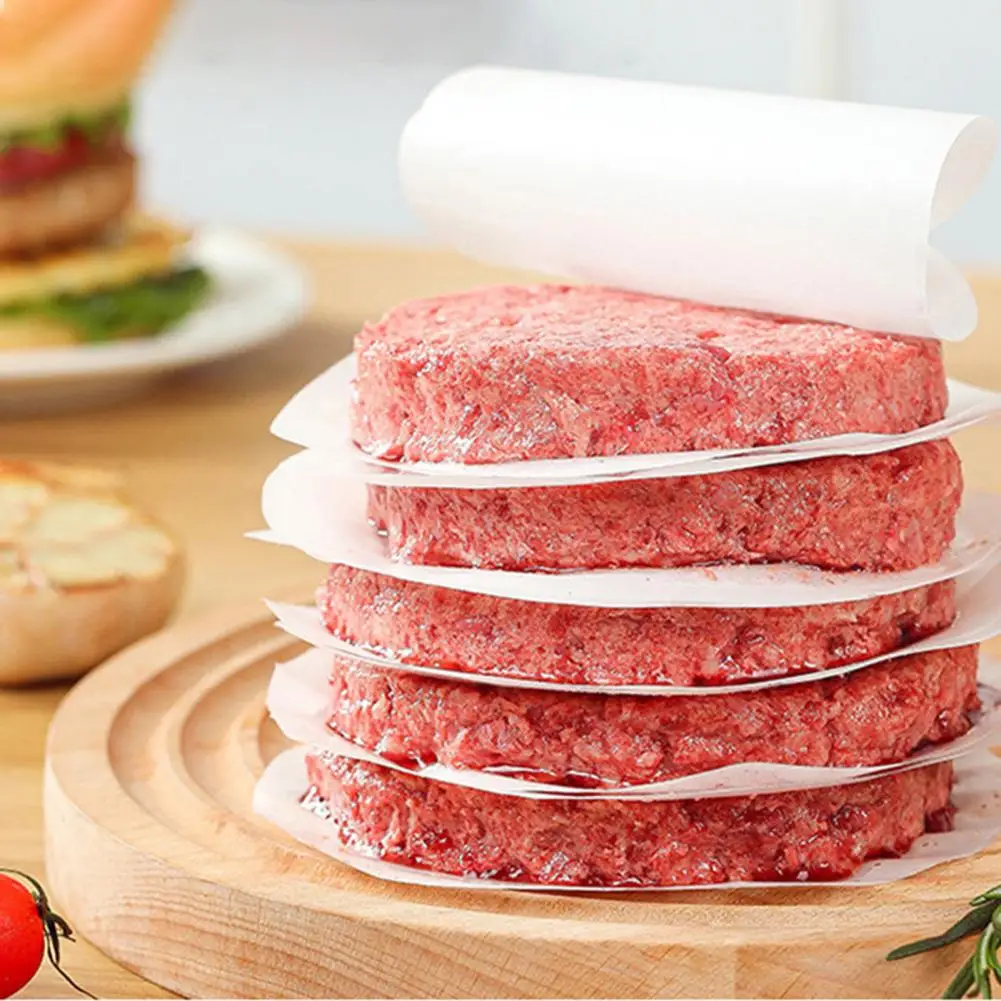 Non-stick Patty Paper Oilproof Wax Paper Sheets Non-stick Hamburger Patty Paper 100 Round Wax Parchment Sheets for Burger Press