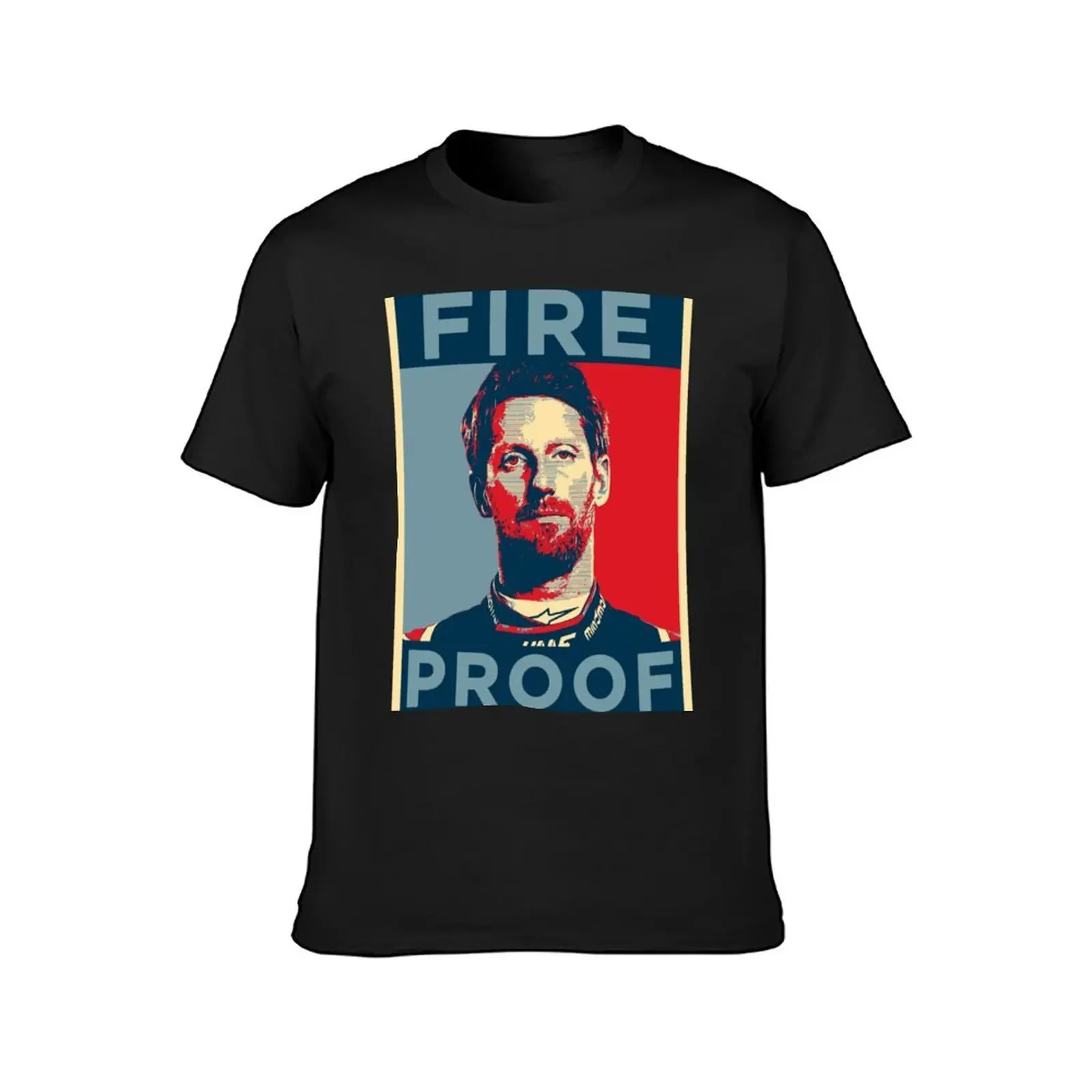 Romain Grosjean Fire proof T-Shirt summer tops valentines clothes blue lock big and tall t shirts for men