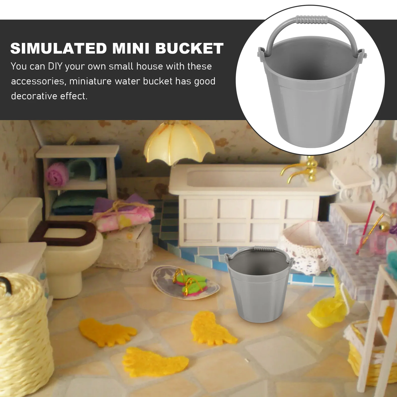 12 Pcs Toy House Bucket Miniature Water Model Decorations Simulated Buckets Plastic Barrel Prop Pail Miss