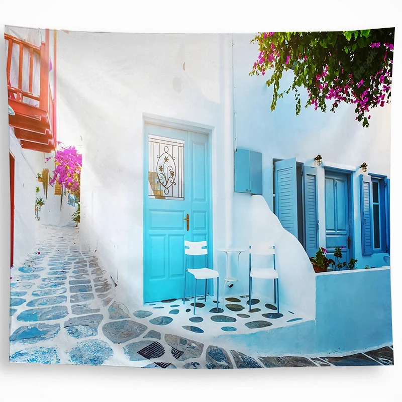 

Aertemisi Santorini Greece Tapestry Wall Hanging Art for Bedroom Living Room Decor College Dorm