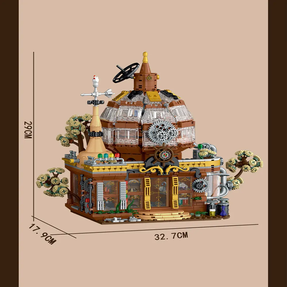 عرض الشارع Steampunk ماجيك مخزن نموذج اللبنات مدينة ماجيك متجر لتقوم بها بنفسك نموذج الطوب لعب لصبي هدايا عيد الميلاد مع Led MOC