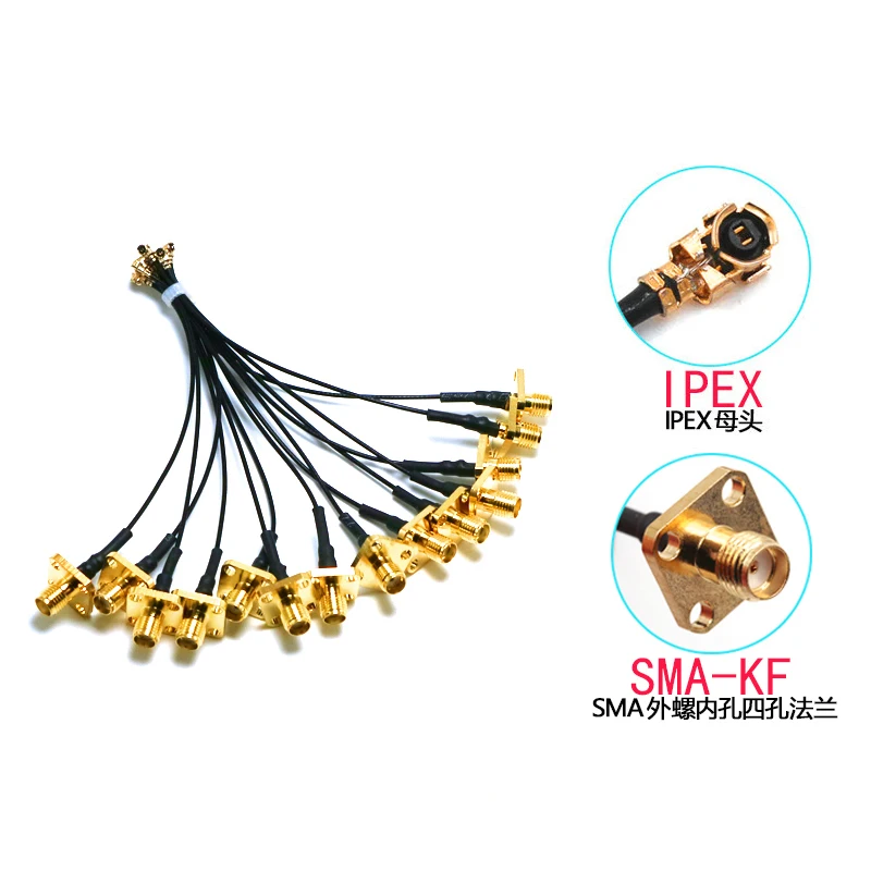 5Pcs U.FL IPX IPEX IPEX1 to RP-SMA / SMA Female 4Hole Flange Panel Mount RF1.13 Pigtail WIFI Antenna Extension Cable Jumper