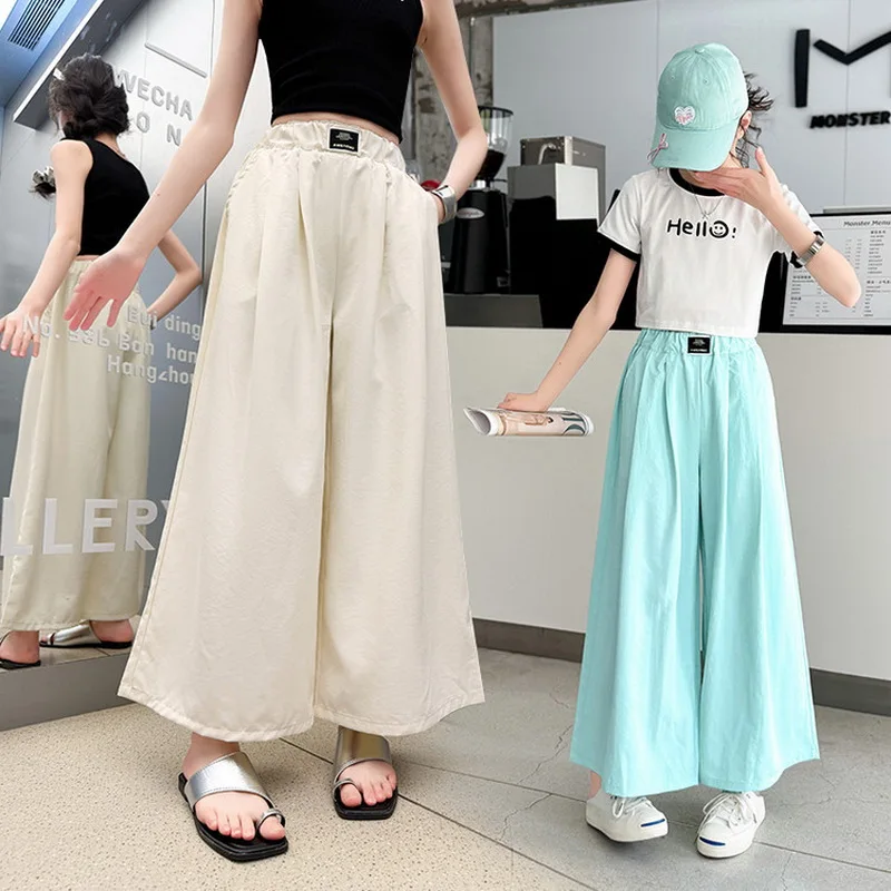 

Girls' Summer Thin Wide Leg Pants Kids Casual Fashionable Big Foot Trousers Children's 2025 New Style Clothing Sweatpants