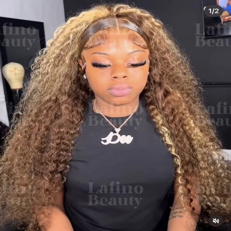 

highlight wig human hair curly human hair wigs glueless 13x6 lace frontal wig deep wave water wave cheap wigs on sale for 4/27