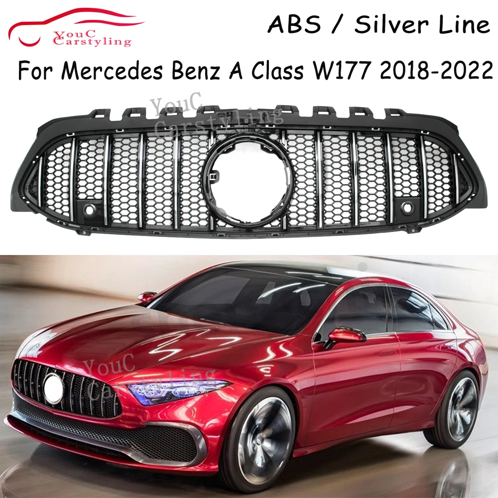 

W177 GT Honeycomb Style Front Bumper Grill Mesh for Mercedes New A Class V177 2018-2022 A180 A200 A250 Racing Hood(No Fit A45)