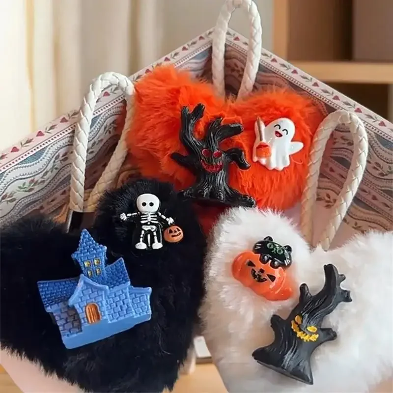 Spooky Heart Stuffed Keyring Lanyard Phone Strap Plush Halloween Bag Ornament Backpack Decoration Girly Gift