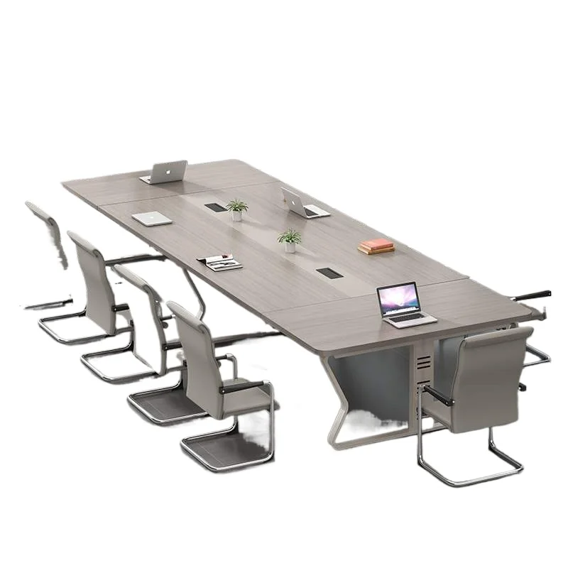 

Meeting room long table steel frame wood