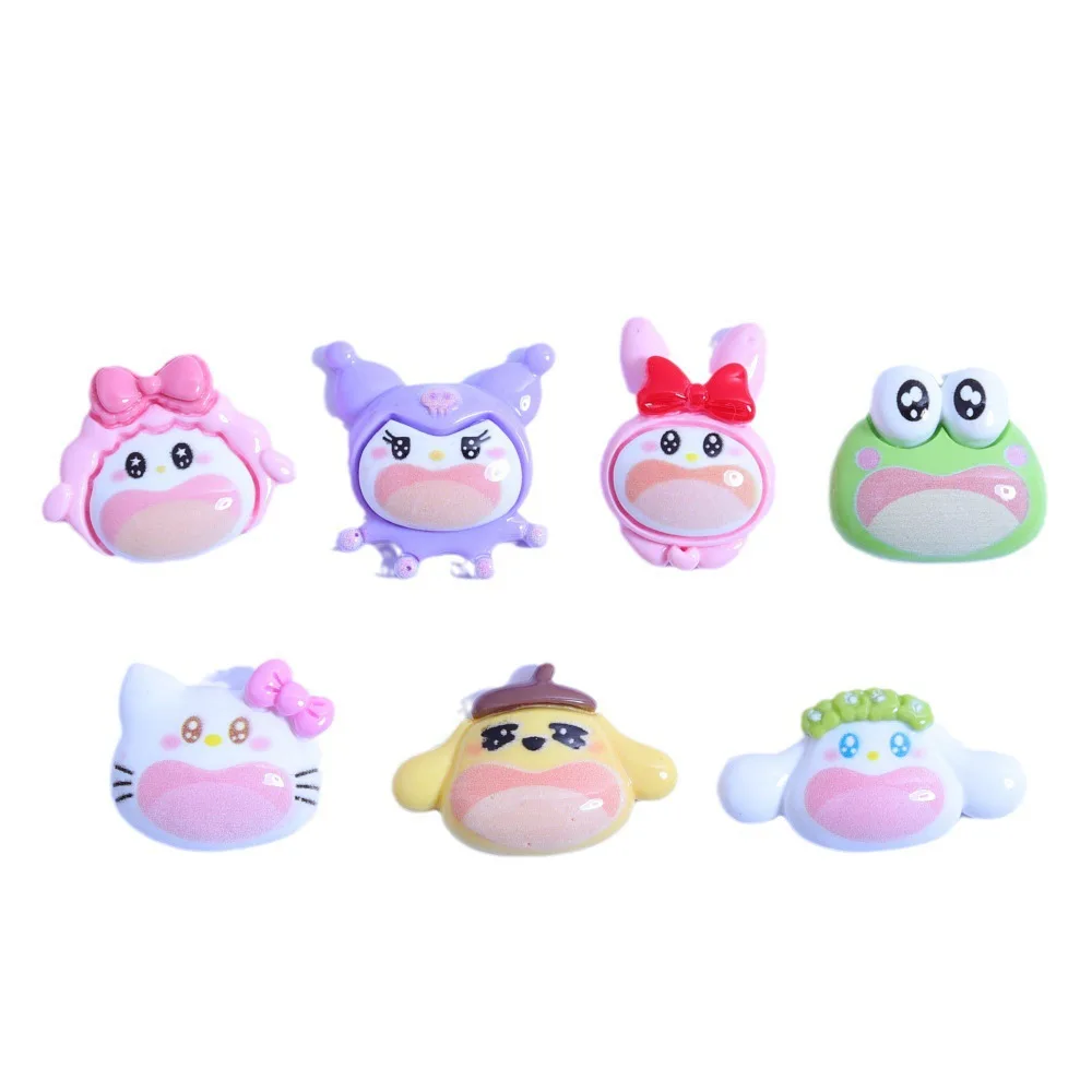 5 Stück Lachen süße Sanrio Happy Series Harz Flatback DIY Schmuck Materialien handgemachte Handyhülle Junk Charms Haarnadel Zubehör