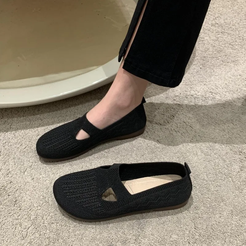 Women's Summer 2024 Simple Round Toe Design Anti-Slip Flat Low-top Shoes Outdoor Casual Comfortable Breathable Women's Shoes