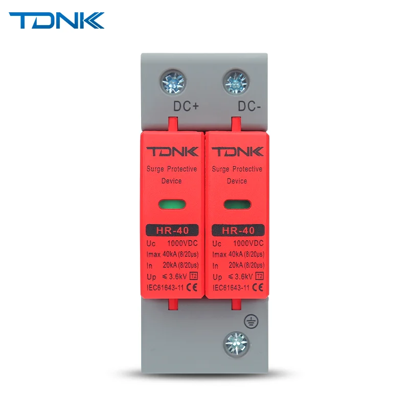 

Low Voltage DC 2P Surge Protector Photovoltaic Lightning Protection 500V 800V 1000V with 0KA-40KA Current Rating