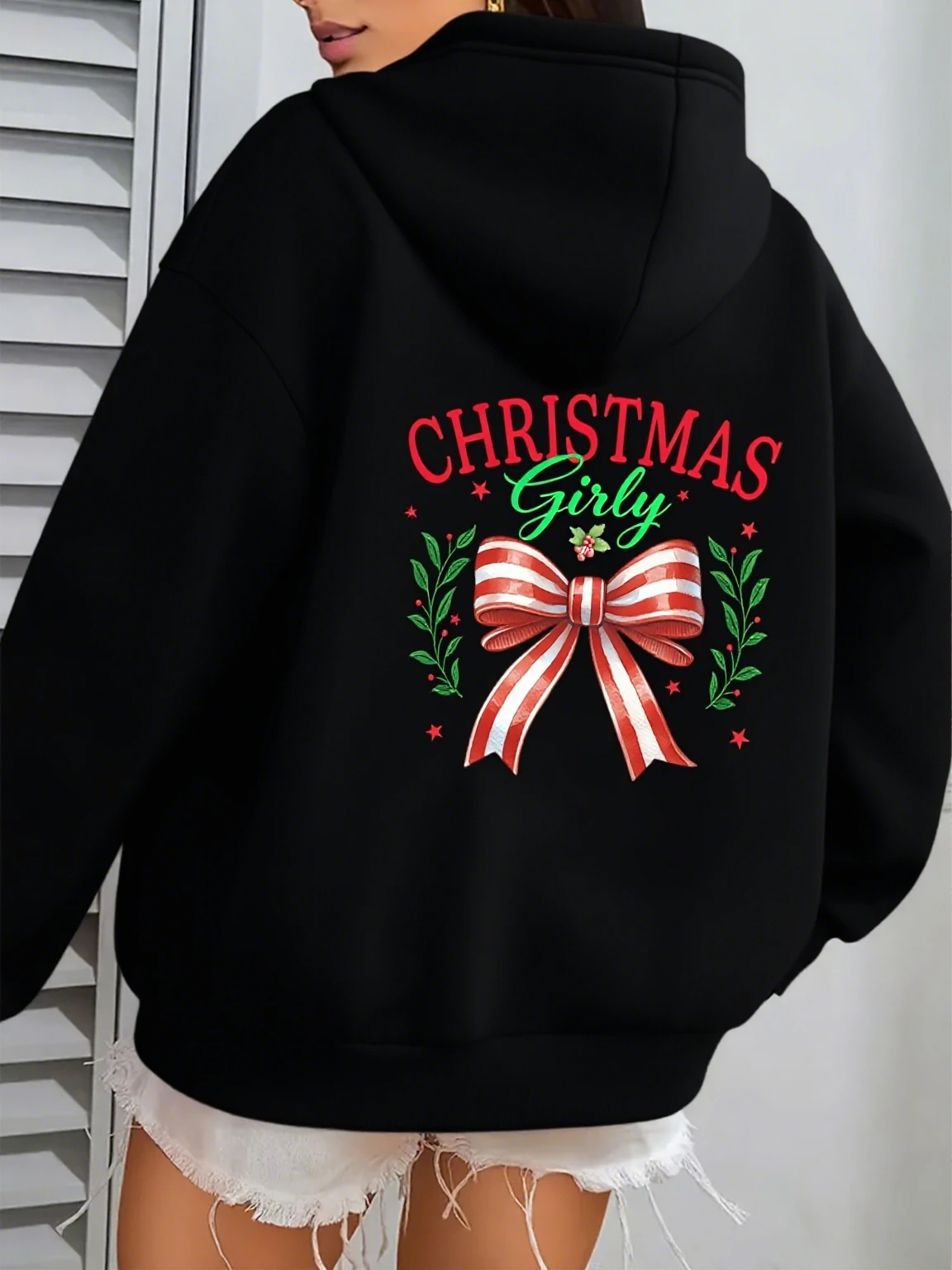 

Christmas Girl Graphic Print Autumn and Winter Cotton Hoodie for Men and Women Casual Outdoor Street Sports Training Brand Trend
