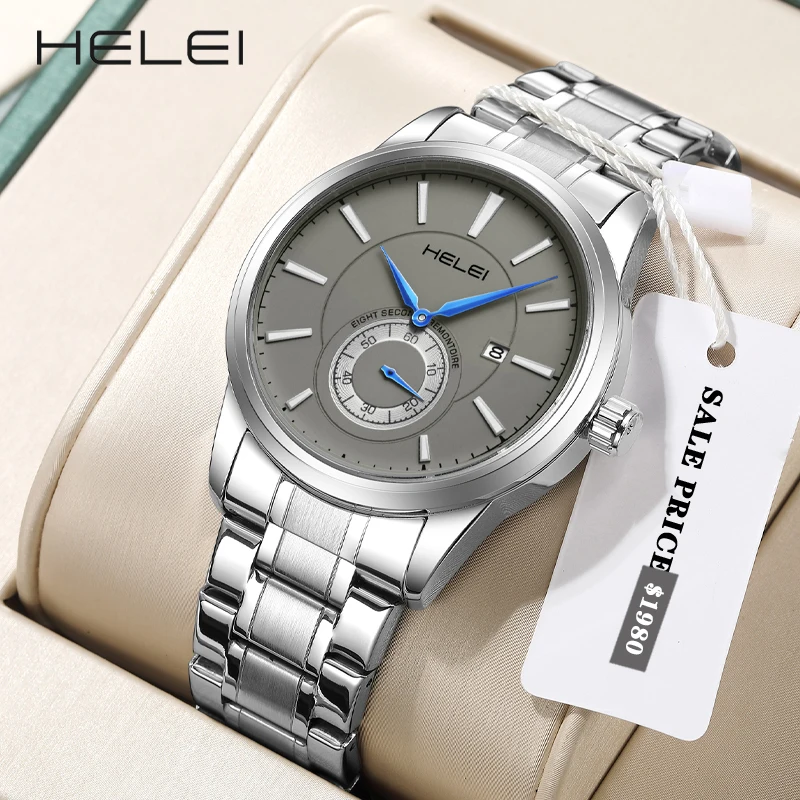 

HEILEI New Brand Men's Watch Fashion Quartz Watch Men's Luxury Watch Stainless Steel Calendar Authentic Men's Watch