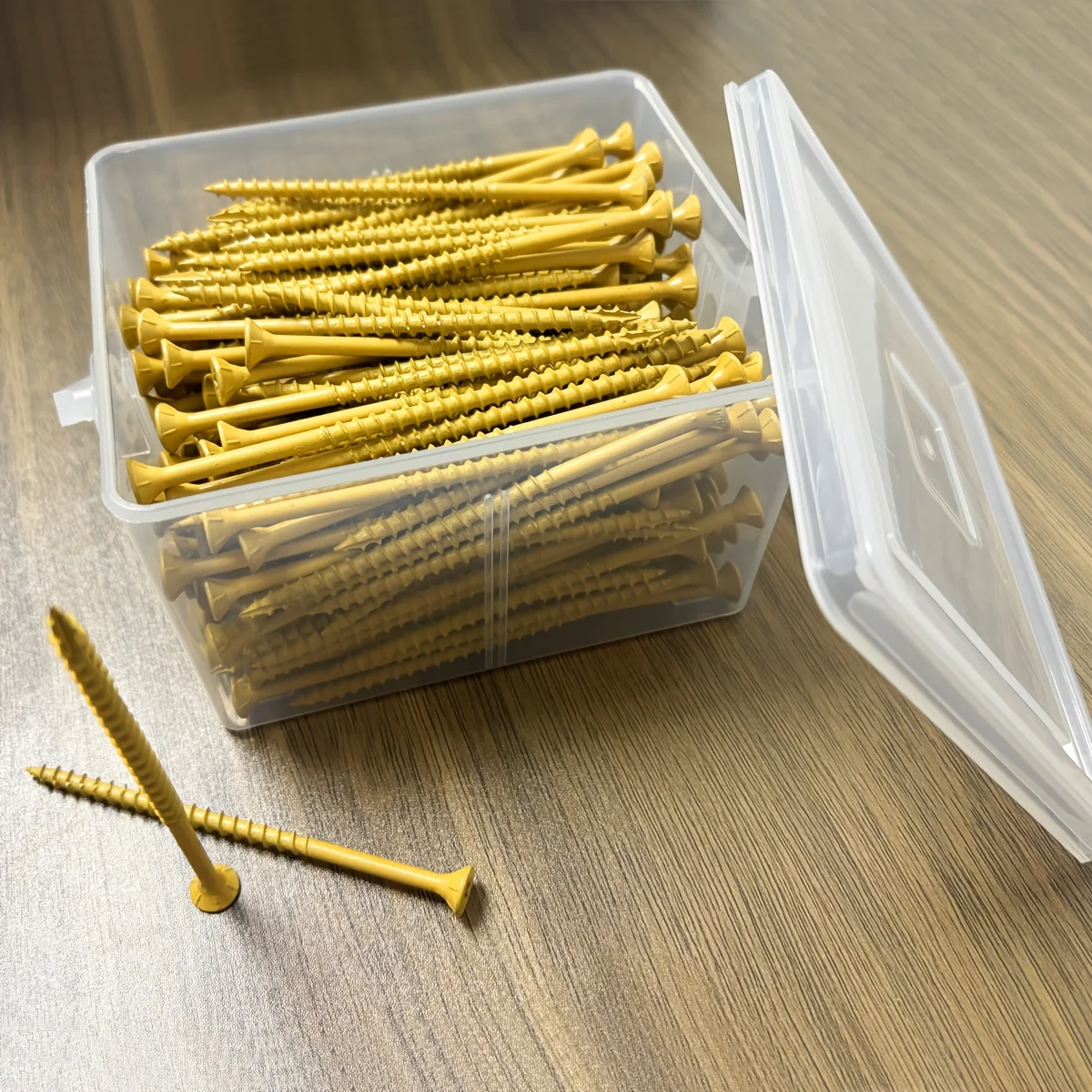 

240Pcs T25 Torx self-tapping wood screw deck screw kit, #10*4 anti-rust external deck screw with yellow ceramic coating for easy