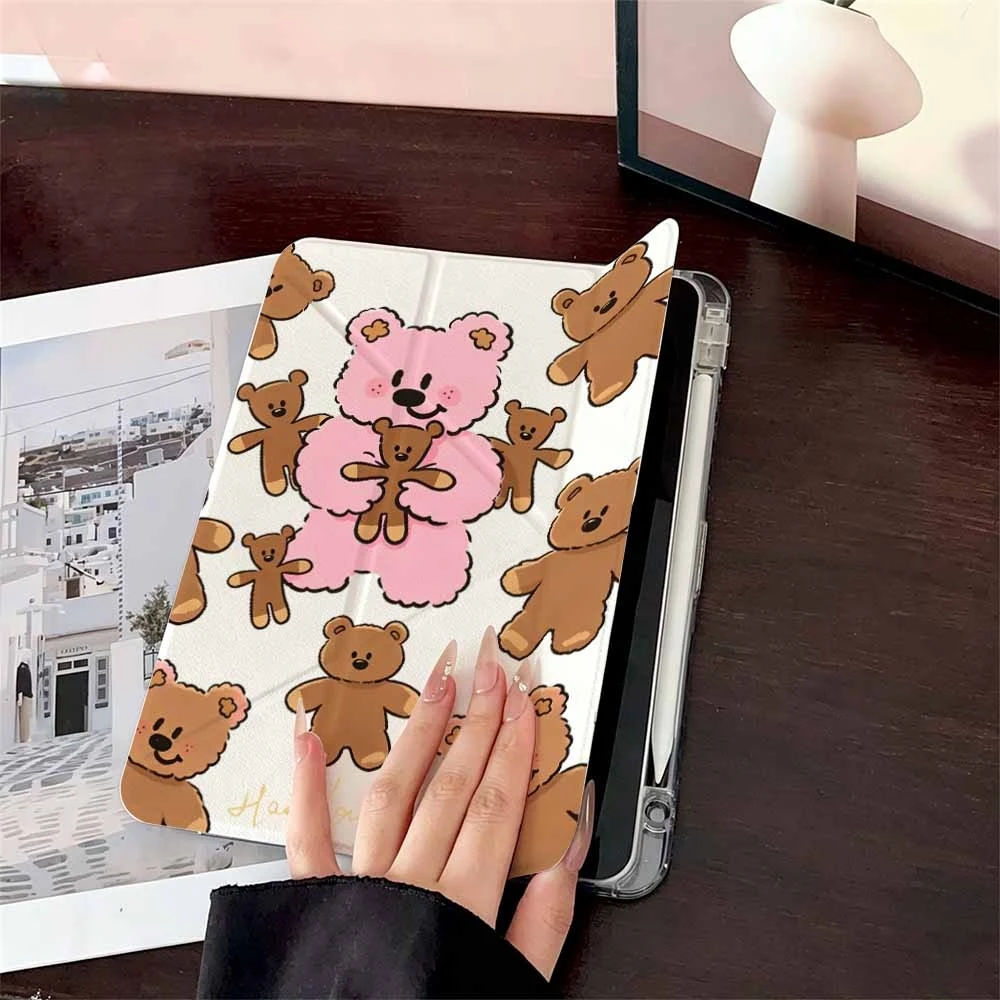 Hot Sale Pink Teddy For Samsung Galaxy Tab A8 A9 A11 S6 S7 S8 S9 S10 FE Plus Lite Protective With Pen Slot Tablet Case