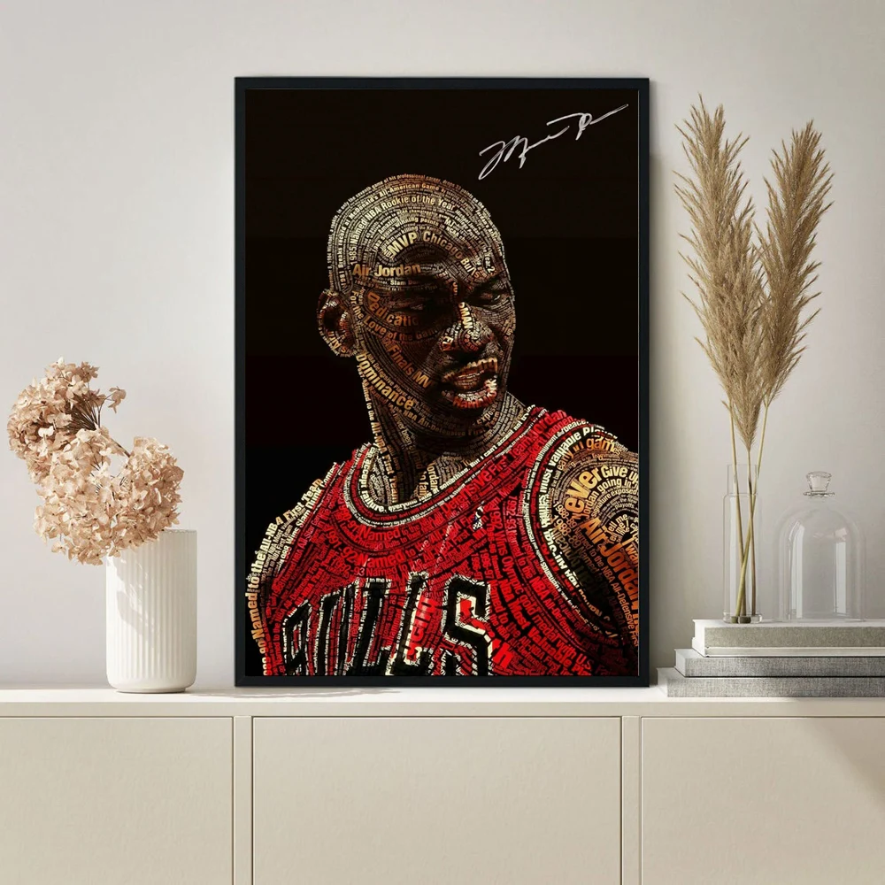 Jordon Letters Poster, Basketball Legend Player Canvas Painting, Sport Superstar Wall Art Print Picture, For Living Room Decor