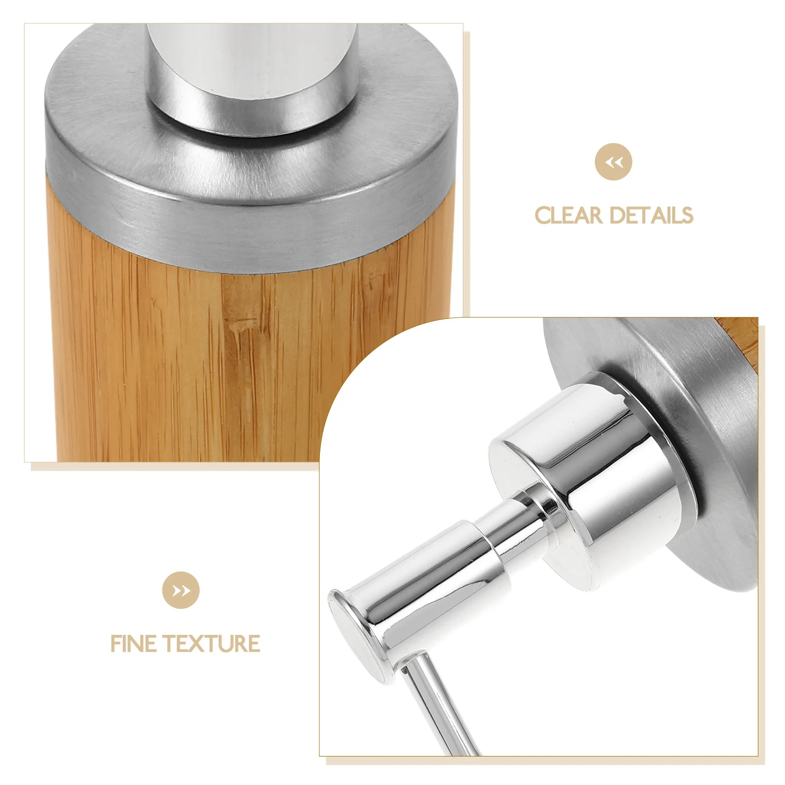 

Refillable Soap Dispenser Bamboo Hand Wash Bottle Press Pump Design for Home Hotel Kitchen Bathroom Use