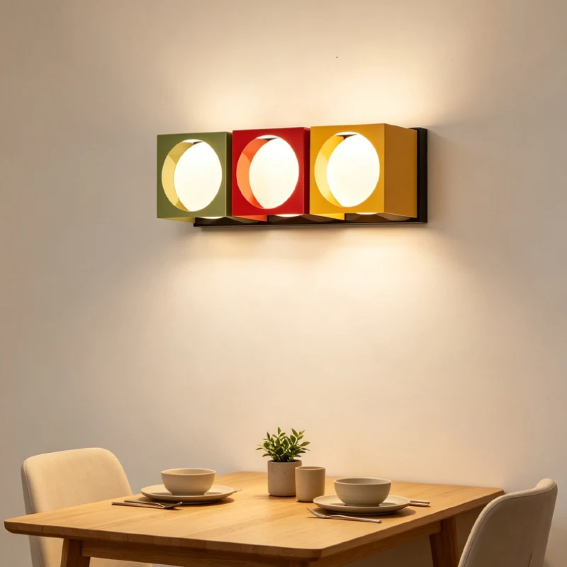 Dopamine Color Traffic Light Wall Lamp Memphis Modern Minimalist Living Room Creative Personality Bedroom Bedside Lamp