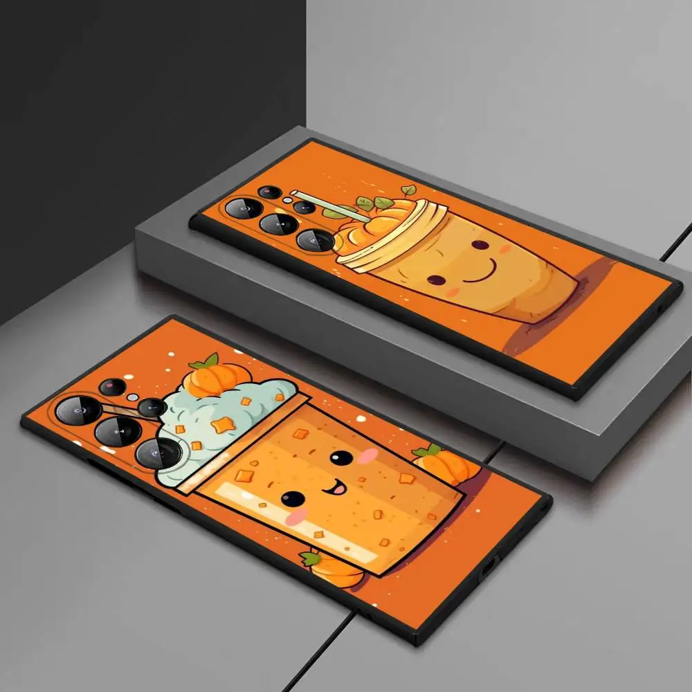 

Pumpkin Juice Phone Case For Samsung Galaxy S25 Ultra S22 S23 S24 Ultra S21 S20 5G Protective Soft Silicone TPU Funda