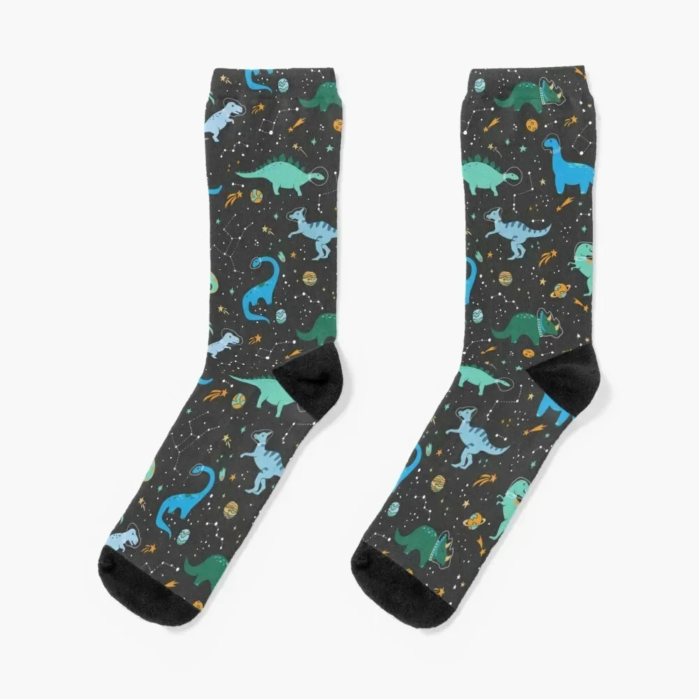 

Space Dinosaurs in Blue Socks basketball designer cycling christmas gifts Man Socks Women's