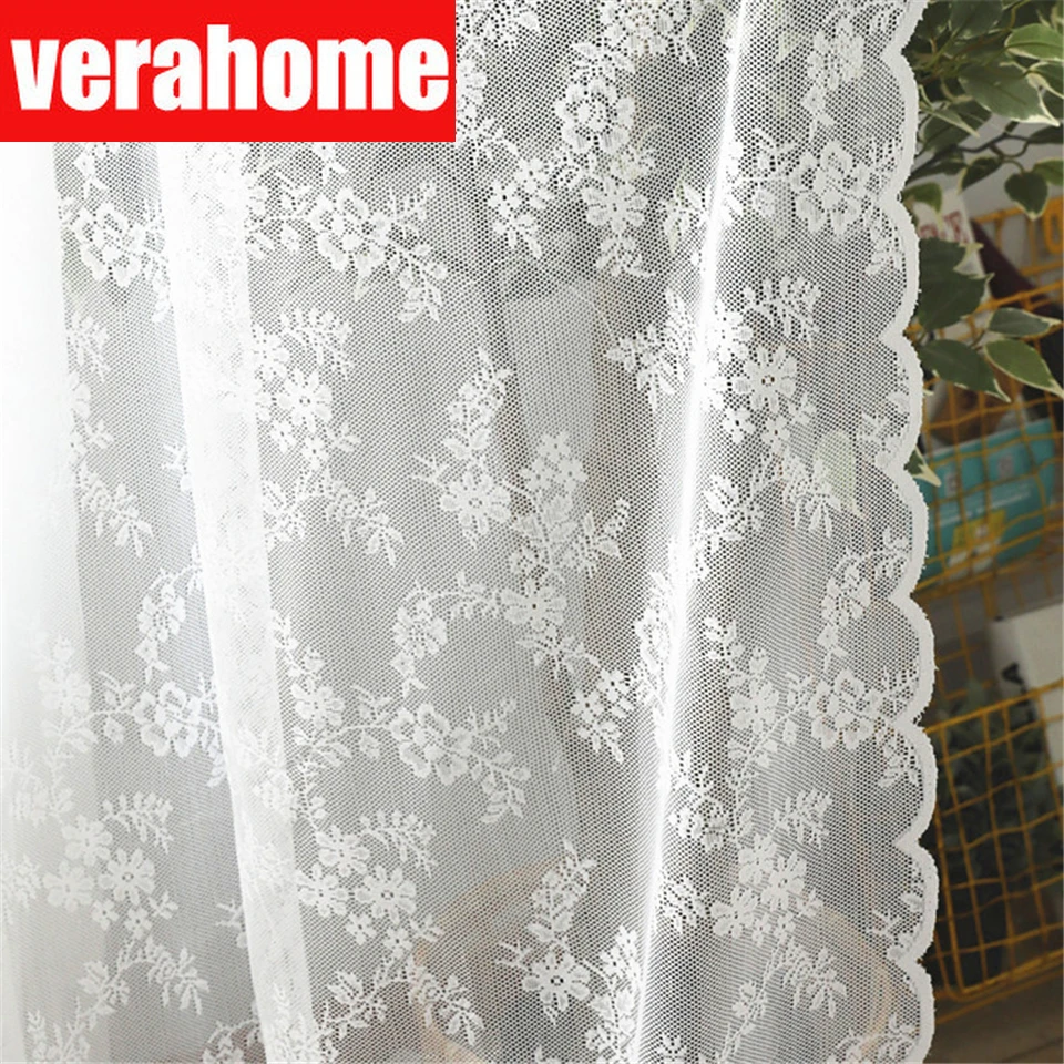 European White lace sheer curtains  for living room bedroom  window tulle  curtain drapes serape home decor