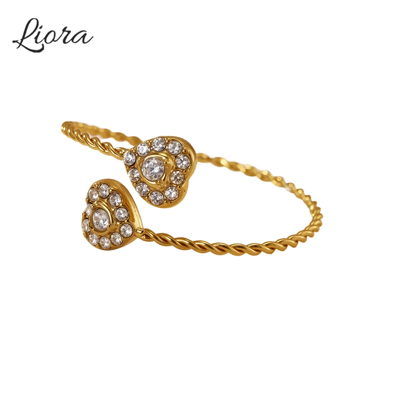 

Liora Baroque Zircon Stainless Steel Women Thin Rings Wedding Geometric Open Rings For Women Engagement Jewelry Gifts