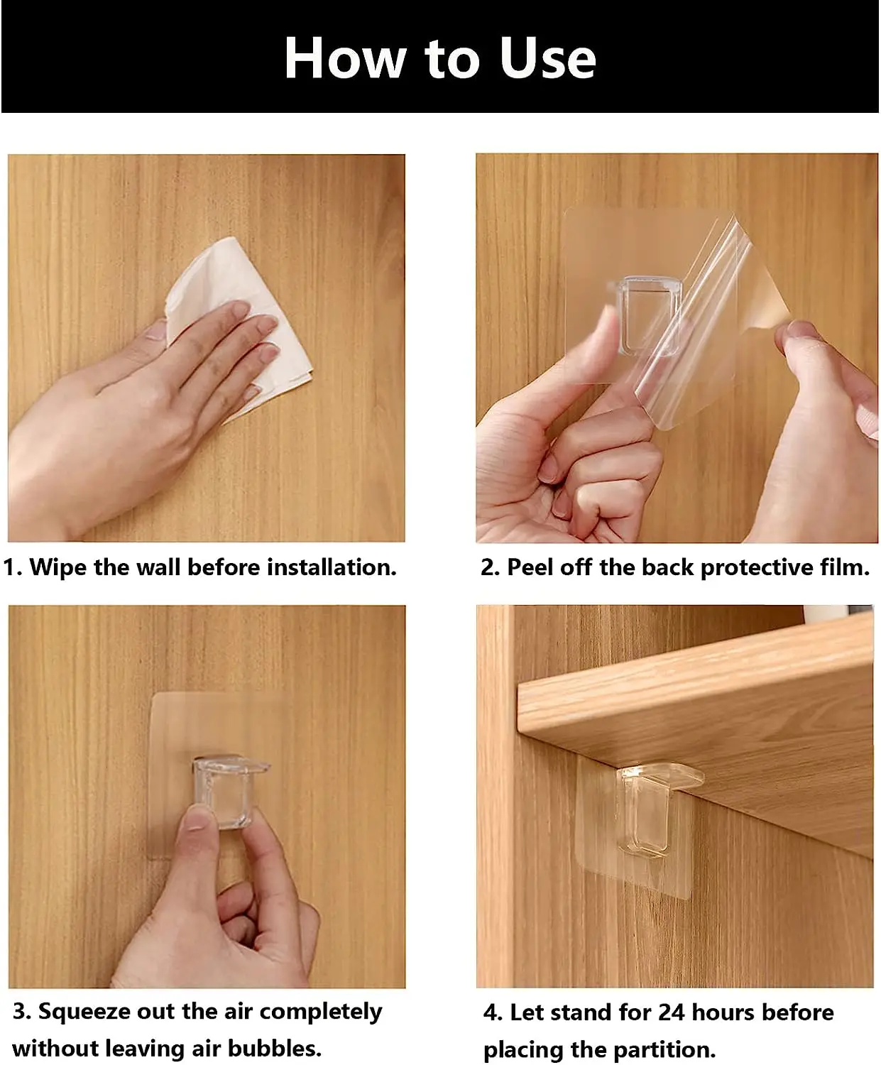 Adhesive Shelf Support Pegs Punch-free Clear Closet Cabinet Shelf Wall Hangers for Kitchen Cabinet Furniture Wall Hooks