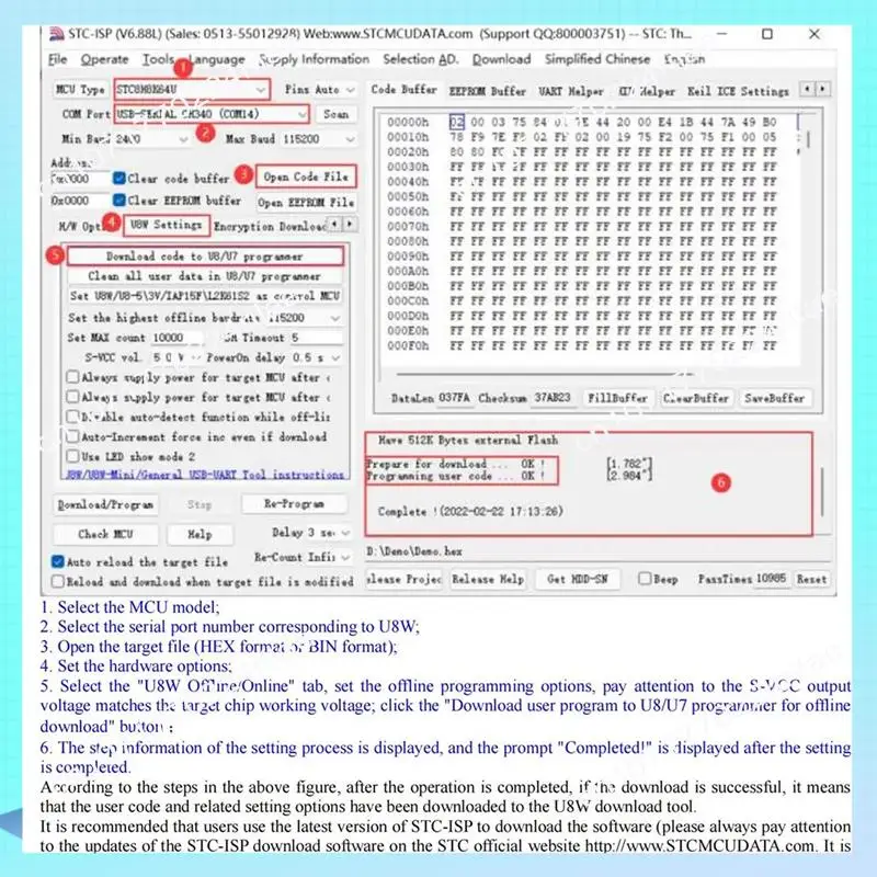 A17Z U8W Programmeur STC Downloader Microcontroller Brander Brander Offline/Online Download
