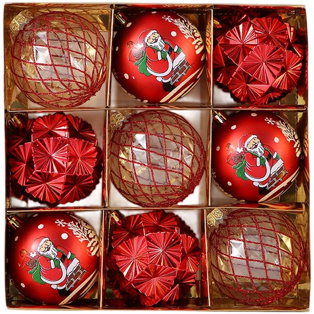 Ensemble d'ornements d'arbre de noël 9 pièces 8CM pour décorations de boules de vacances pour la maison festive et les accents d'arbre en plusieurs couleurs