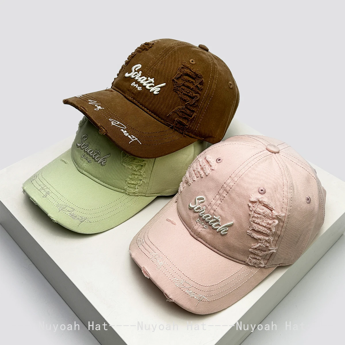 

New Men Women Korean 3D Letters Embroidery Baseball Hats Sunshade Broken Style Versatile Casual Peaked ins Caps Fashion Retro