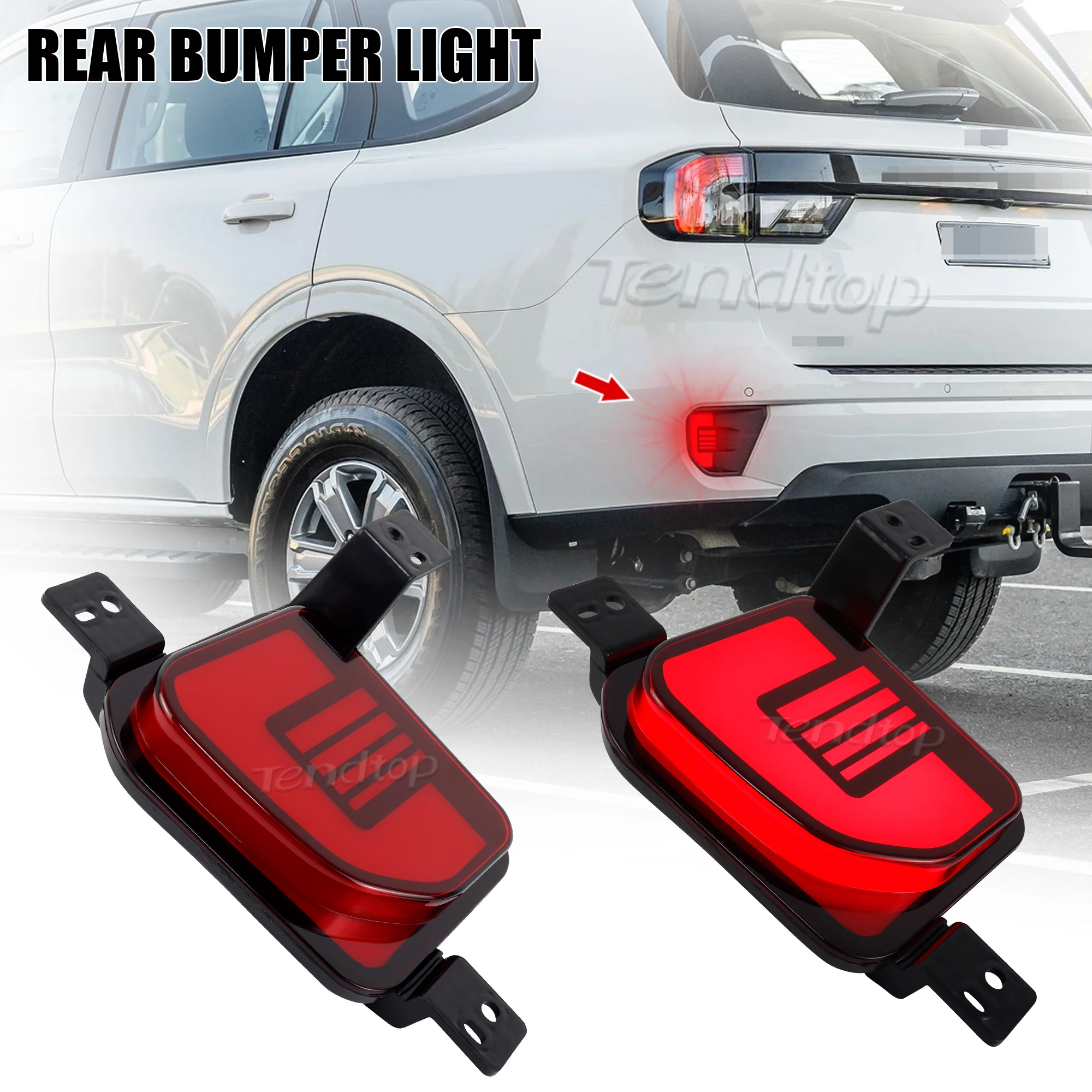 2 PCS LED Reflector Light for Ford Everest Endeavour 2022 2023-2025 Bumper Rear Fog Lamp Brake Light Turn Signal  Lamp