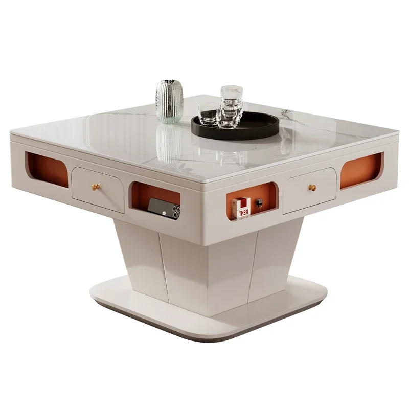 Fully automatic multi-functional lifting mahjong table and dining table dual-purpose modern simplicity