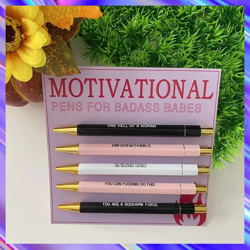 

5 PCS Motivational Badass Pen Set Plastic Office Gifts Funny Daily Ballpoint Pens