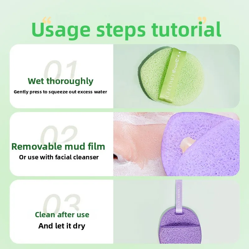 Éponge faciale exfoliante douce et douce avec corde, applicateur de maquillage pour le nettoyage en profondeur, 3 pièces