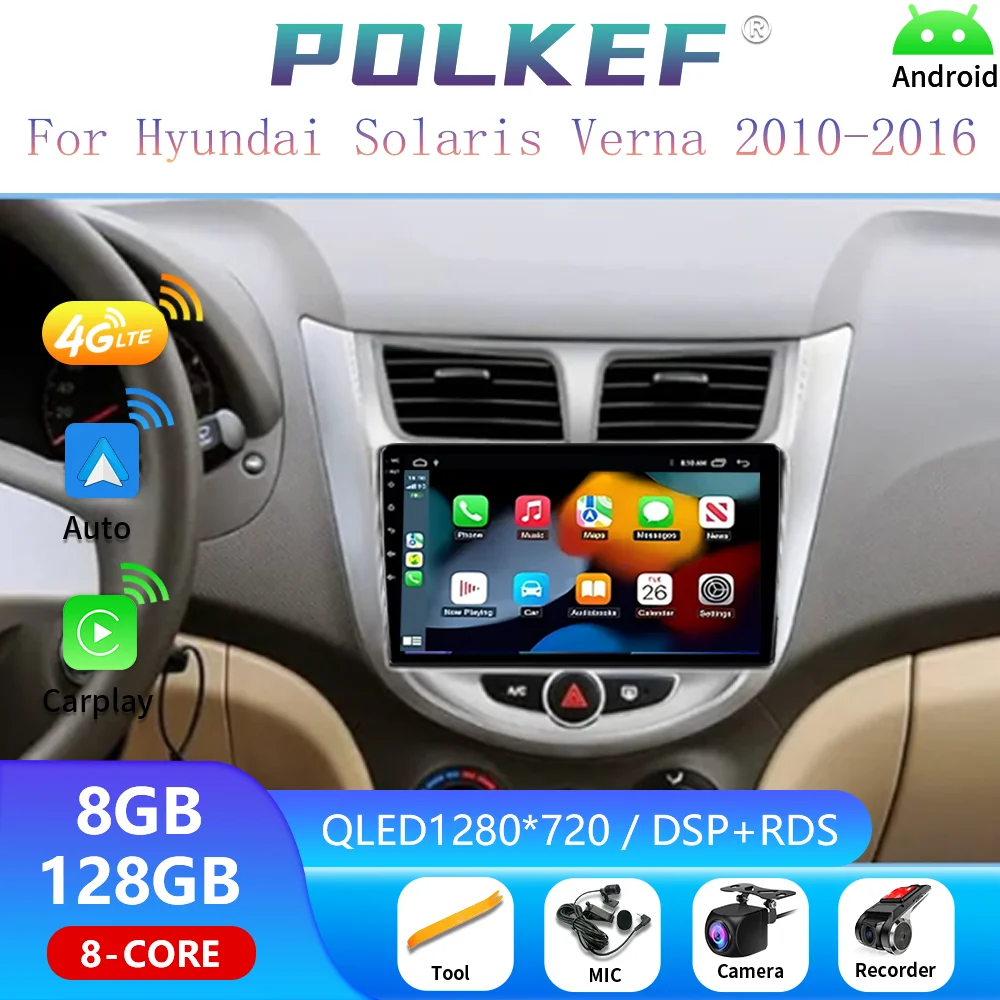 

2010 - 2016 Multimedia Player 2 Din GPS 4G DVD Head Unit Android 14 Carplay Auto Car Radio for Hyundai Solaris Verna Accent 1