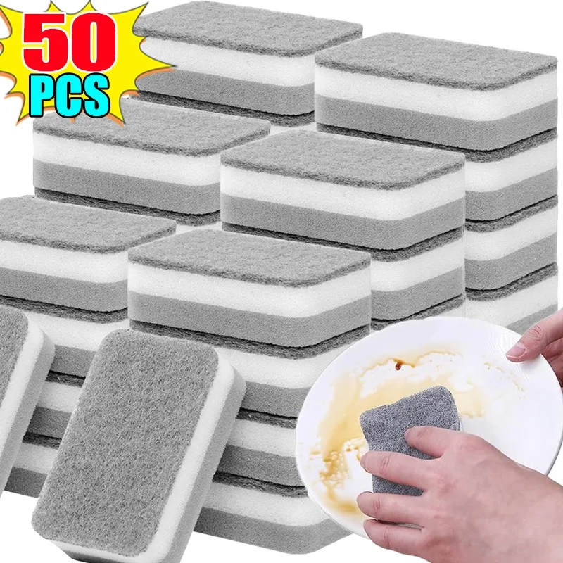 

Double-Sided Cleaning Sponges Strong Decontamination Dishwashing Sponge Wipe Reusable Kitchen Scouring Pads Cleaning Brushes