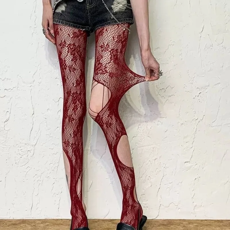 1/3 Paar Millennium Hot Girl Pattern Piercing Personalisierte Strumpfhose im Frühlings-Look, schmal, sexy, ultradünn, atmungsaktiv, Seidensocken