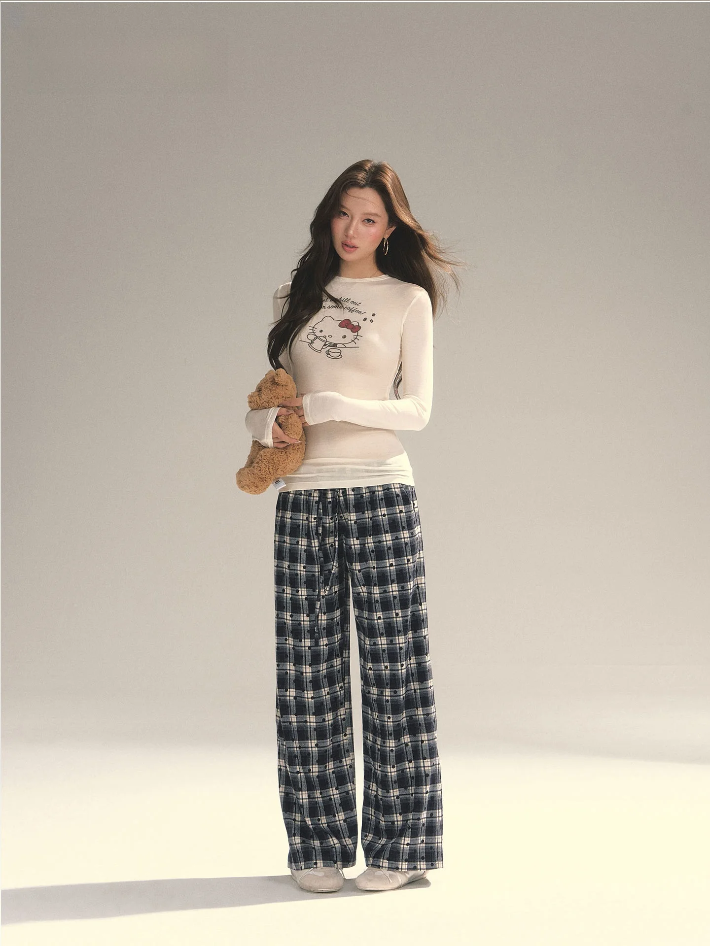 

Женские повседневные свободные брюки с широкими штанинами в клетку, весна-осень, удобные, низкая посадка, хлопковая смесь, цвет лайм.