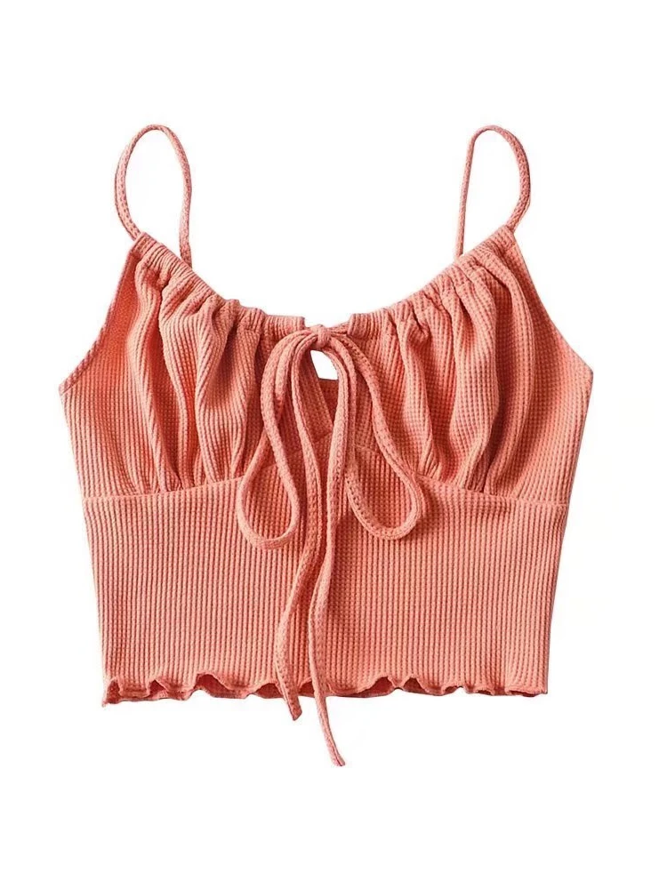 Sexy Trendy Girl Short Wrap Bustier Top Street Snap Pure Desire Innerwear Outerwear Slim Fit Bandage Strap Vest Top
