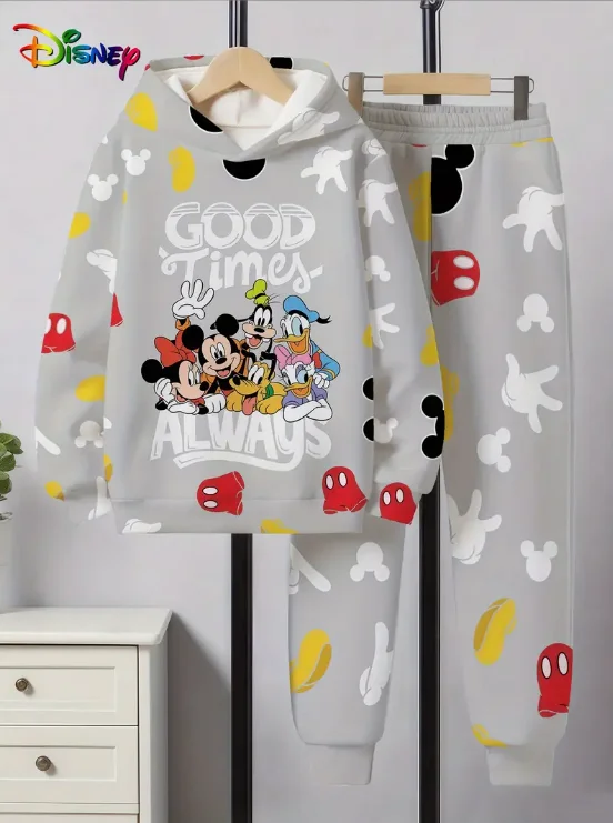 

Women's Autumn and Winter Casual Hoodie Set Harajuku Y2k Disney Mickey Mouse Hooded Sweater Women's Retro Fashion Sweater Set