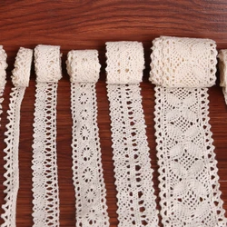 10 Yards Mixed 10-40mm Wide Ivory White Cotton Ribbon Tape DIY Embroidered Lace Trim For Sewing Decoration Handmade Craft Fabric