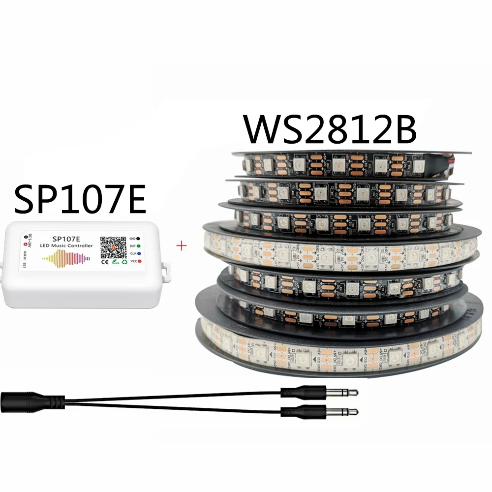 

SP107E Mini WiFi/Bluetooth/Music Controller DC DC 5V-24V can be remotely controlled using APP WS2812BLED with addressable black