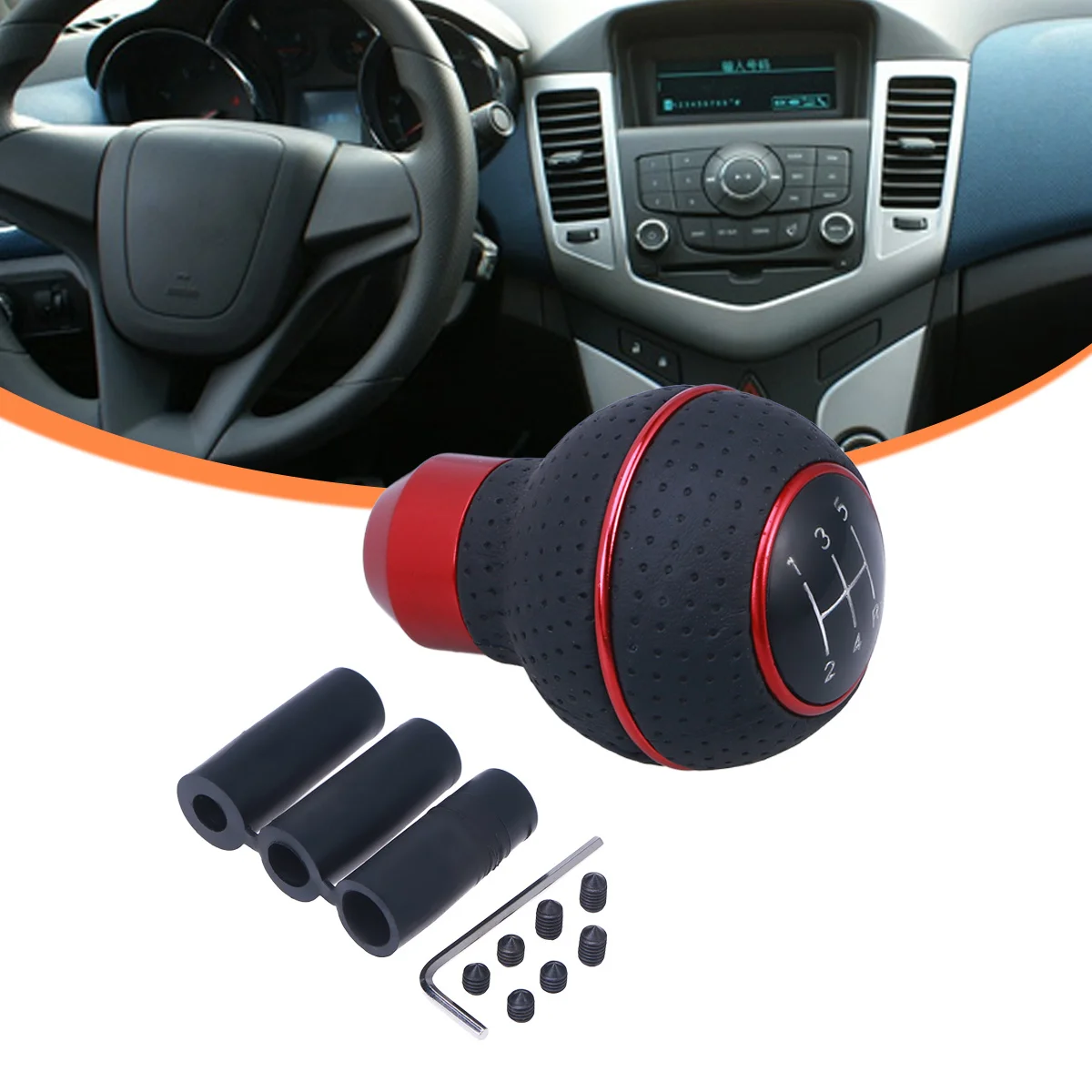 

Manual Gear Stick Knob Red Aluminum Alloy Car Gear Shifter Lever Replacement Knob Comfortable Grip Easy Install Fit Manual